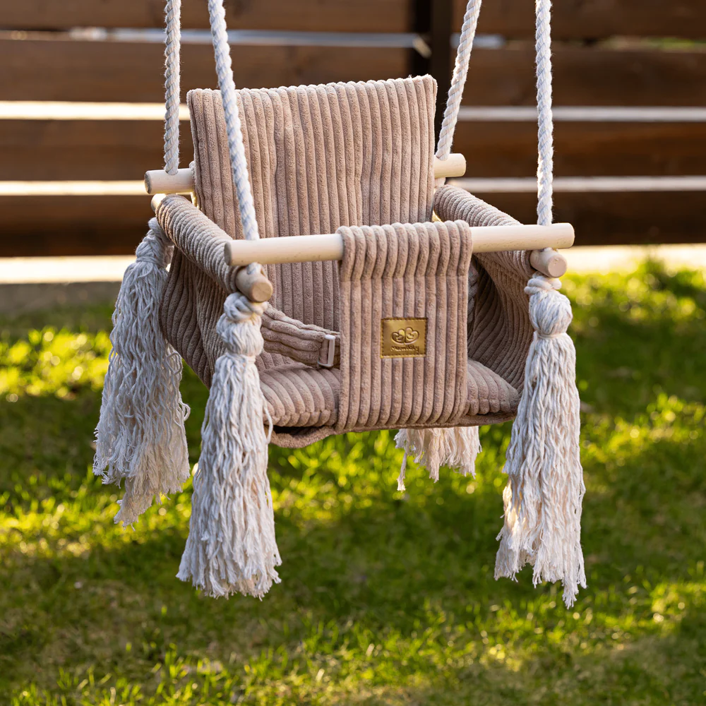 Leagăn pătrat pentru copii MeowBaby® Square Swing Aesthetic Olive green– confort, siguranță și design modern [5]