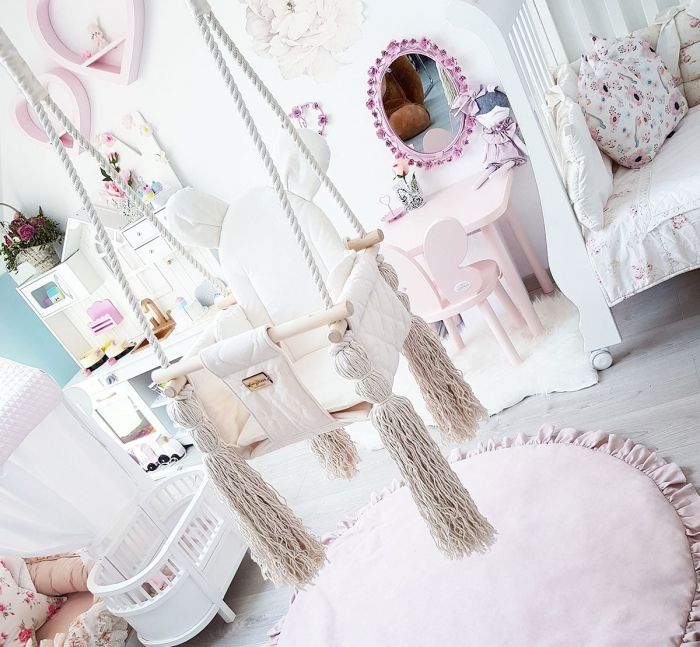 Leagan pentru copii si bebelusi, Catifea Velvet, perna detasabila ursulet Teddy Mint [9]