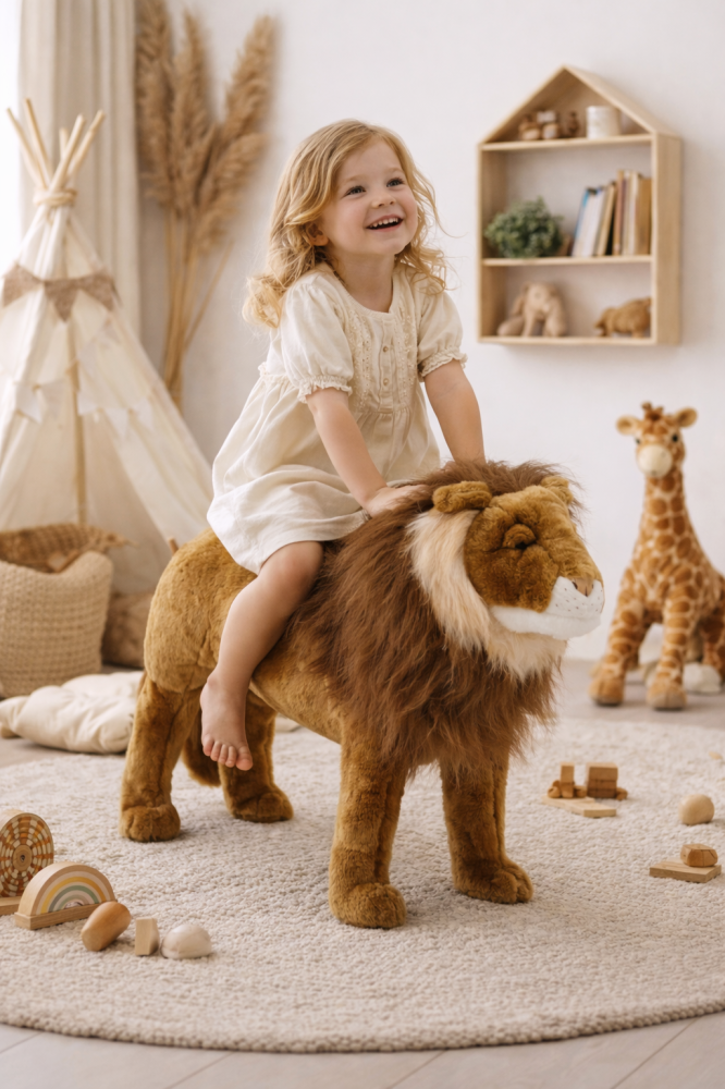 Leu Wild & Soft 56 cm – animal decorativ de șezut din pluș premium, suportă 80 kg [4]