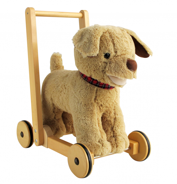 Little Bird Told Me - Dexter Dog Walker, Push Along & Ride On Toy pentru copii de peste 1 an, Golden Labrador Caine Pufos pentru copii mici, Cadru robust din lemn, Scaun căptusit [5]