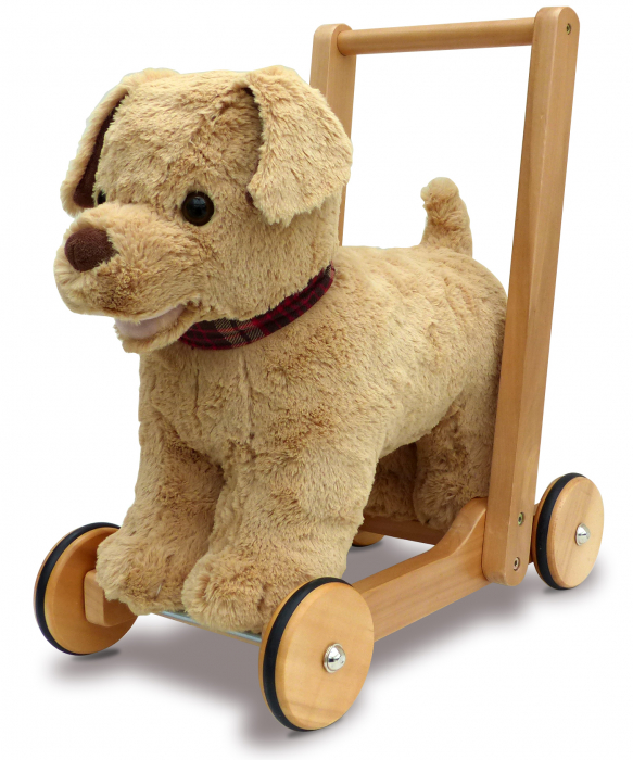 Little Bird Told Me - Dexter Dog Walker, Push Along & Ride On Toy pentru copii de peste 1 an, Golden Labrador Caine Pufos pentru copii mici, Cadru robust din lemn, Scaun căptusit [7]