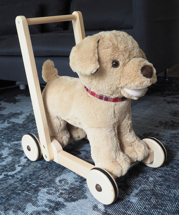 Little Bird Told Me - Dexter Dog Walker, Push Along & Ride On Toy pentru copii de peste 1 an, Golden Labrador Caine Pufos pentru copii mici, Cadru robust din lemn, Scaun căptusit [13]