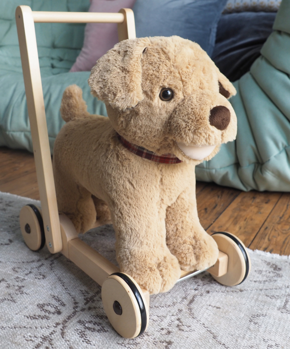 Little Bird Told Me - Dexter Dog Walker, Push Along & Ride On Toy pentru copii de peste 1 an, Golden Labrador Caine Pufos pentru copii mici, Cadru robust din lemn, Scaun căptusit [11]