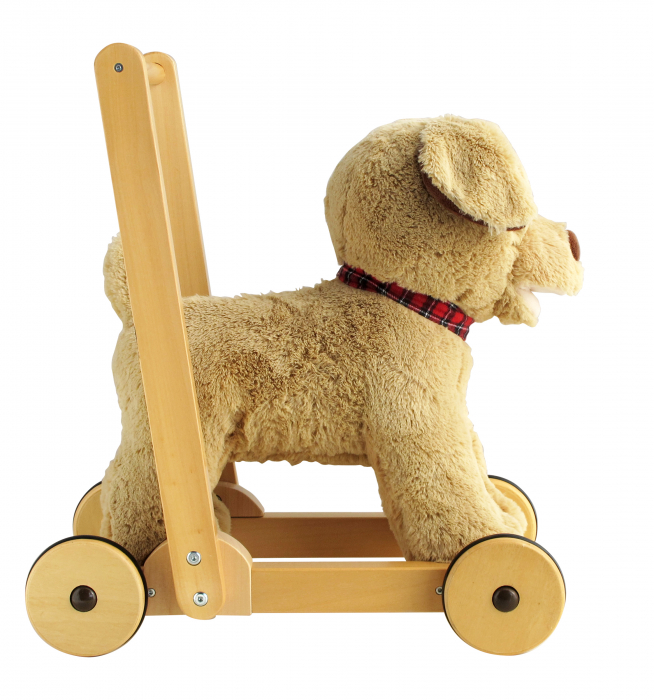 Little Bird Told Me - Dexter Dog Walker, Push Along & Ride On Toy pentru copii de peste 1 an, Golden Labrador Caine Pufos pentru copii mici, Cadru robust din lemn, Scaun căptusit [10]