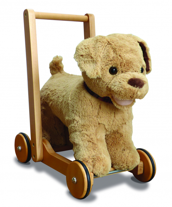 Little Bird Told Me - Dexter Dog Walker, Push Along & Ride On Toy pentru copii de peste 1 an, Golden Labrador Caine Pufos pentru copii mici, Cadru robust din lemn, Scaun căptusit [6]