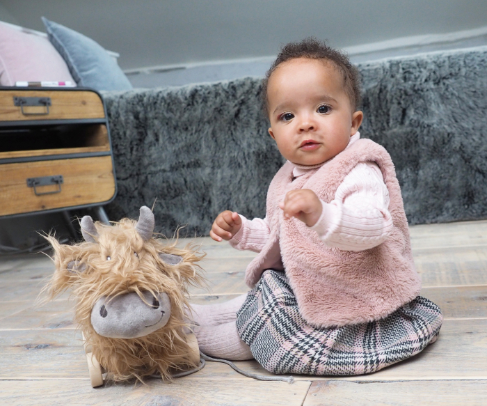 Little Bird Told Me - Hubert Highland Cow Pull Along Toy cu roți detașabile, pentru copii [6]