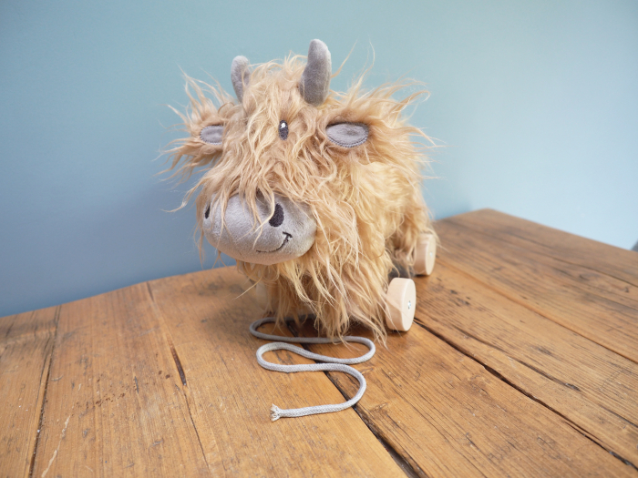 Little Bird Told Me - Hubert Highland Cow Pull Along Toy cu roți detașabile, pentru copii [3]
