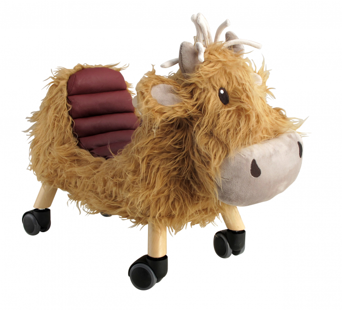 Little Bird Told Me - Văcuța Hubert Highland, Ride On Animal Toy, pentru copii de peste 1 an, Cadru robust din lemn, Scaun căptusit [12]