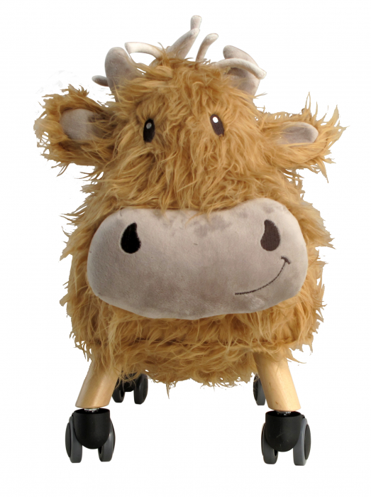 Little Bird Told Me - Văcuța Hubert Highland, Ride On Animal Toy, pentru copii de peste 1 an, Cadru robust din lemn, Scaun căptusit [15]