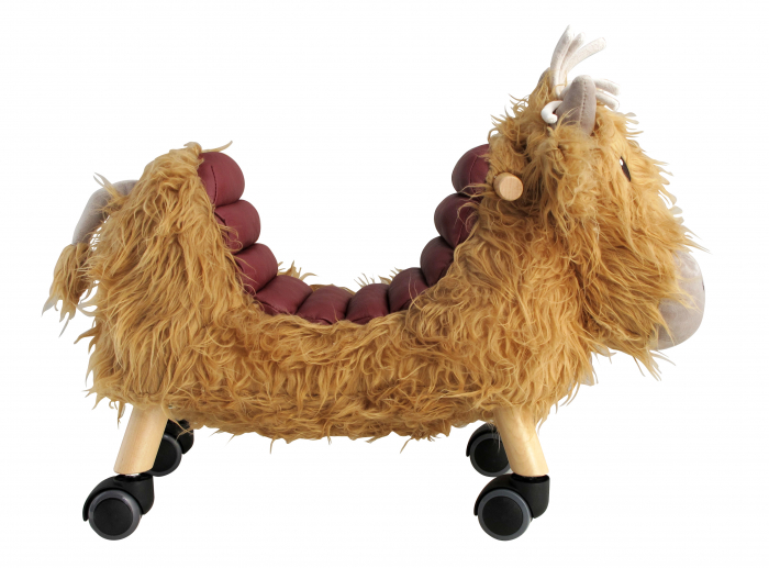 Little Bird Told Me - Văcuța Hubert Highland, Ride On Animal Toy, pentru copii de peste 1 an, Cadru robust din lemn, Scaun căptusit [14]