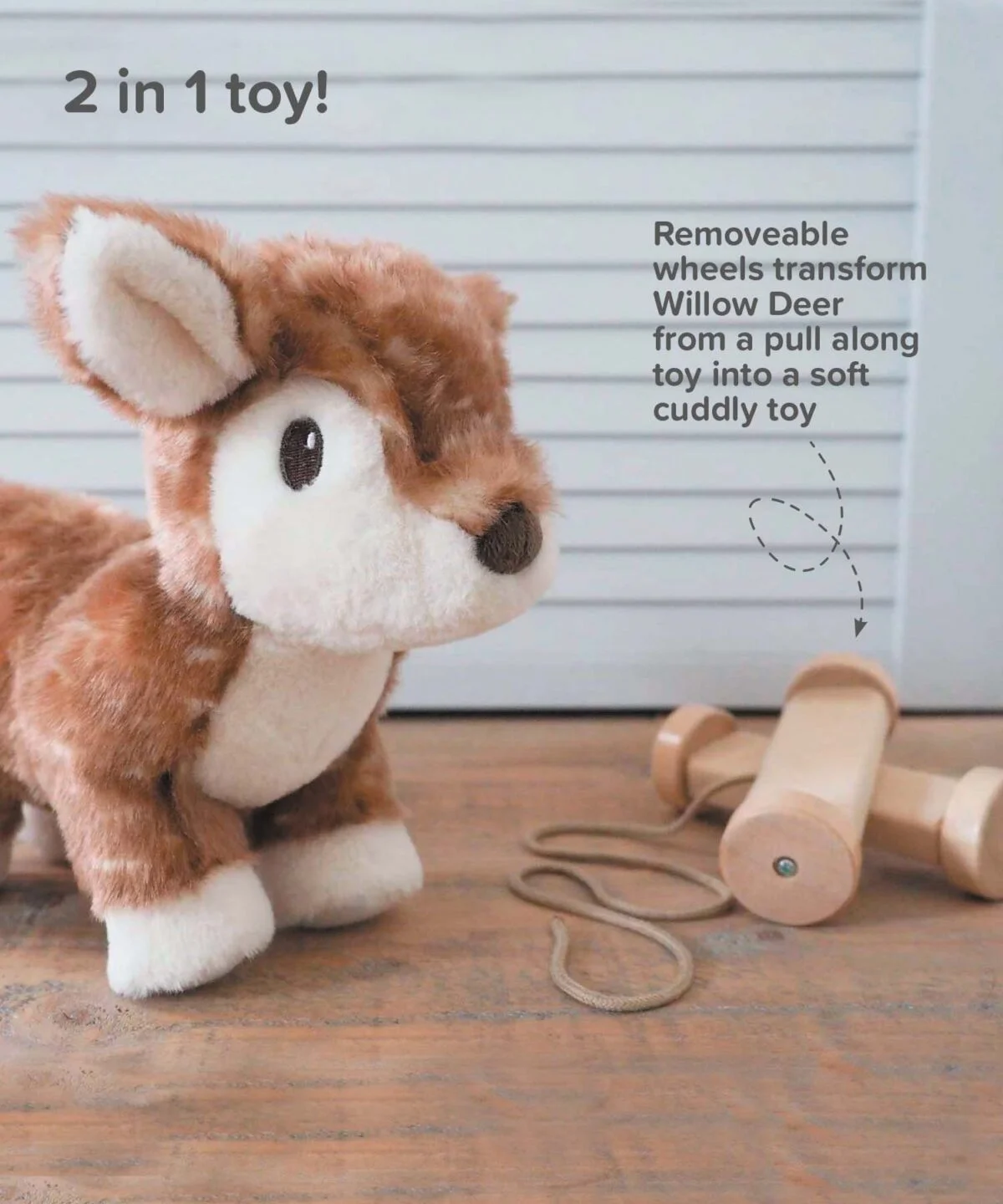 Little Bird Told Me - Willow Deer Pull Along Toy cu roți detașabile, pentru copii [13]