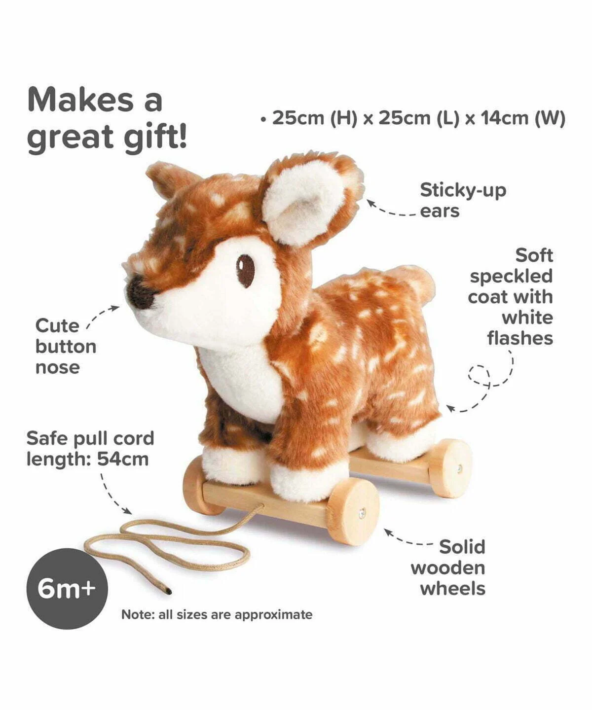 Little Bird Told Me - Willow Deer Pull Along Toy cu roți detașabile, pentru copii [12]