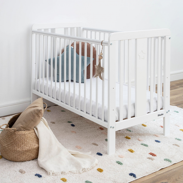 Patut din lemn pentru bebe, inaltime saltea reglabila, Star Baby Alb 120x60 cm [9]