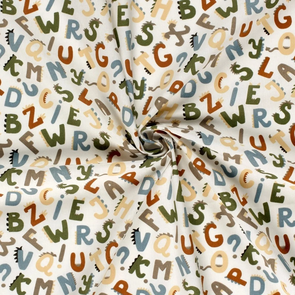 Magic Kids Set Husă Pilotă 100x135cm și Față de Pernă 40x60cm, 100% Bumbac Oeko-Tex, Imprimeu Litere, Reversibil, pentru Pătuț 140x70cm [10]