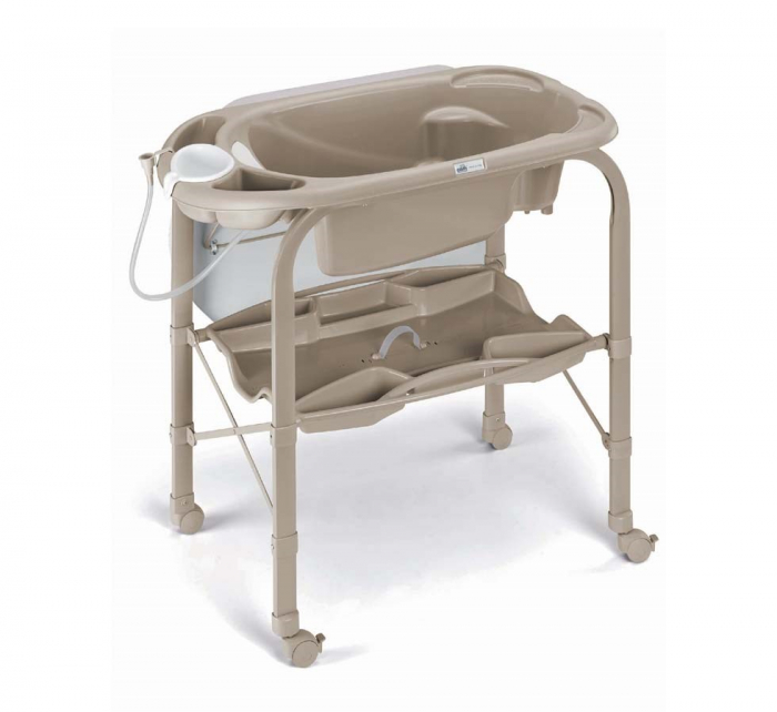 Masa de baie pliabila cu saltea de infasat, cadita anatomica cu furtun, roti cu blocatori, Cambio Deluxe, alb [2]
