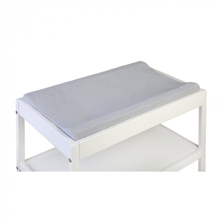 Masa infasat pentru bebelusi, lemn masiv, Alb 76 x 44 x 86 cm, Cu 2 Rafturi De Depozitare Inalte, inclus Saltea din spuma, husa detasabila bumbac, Woodies, 40 x 70 cm [14]