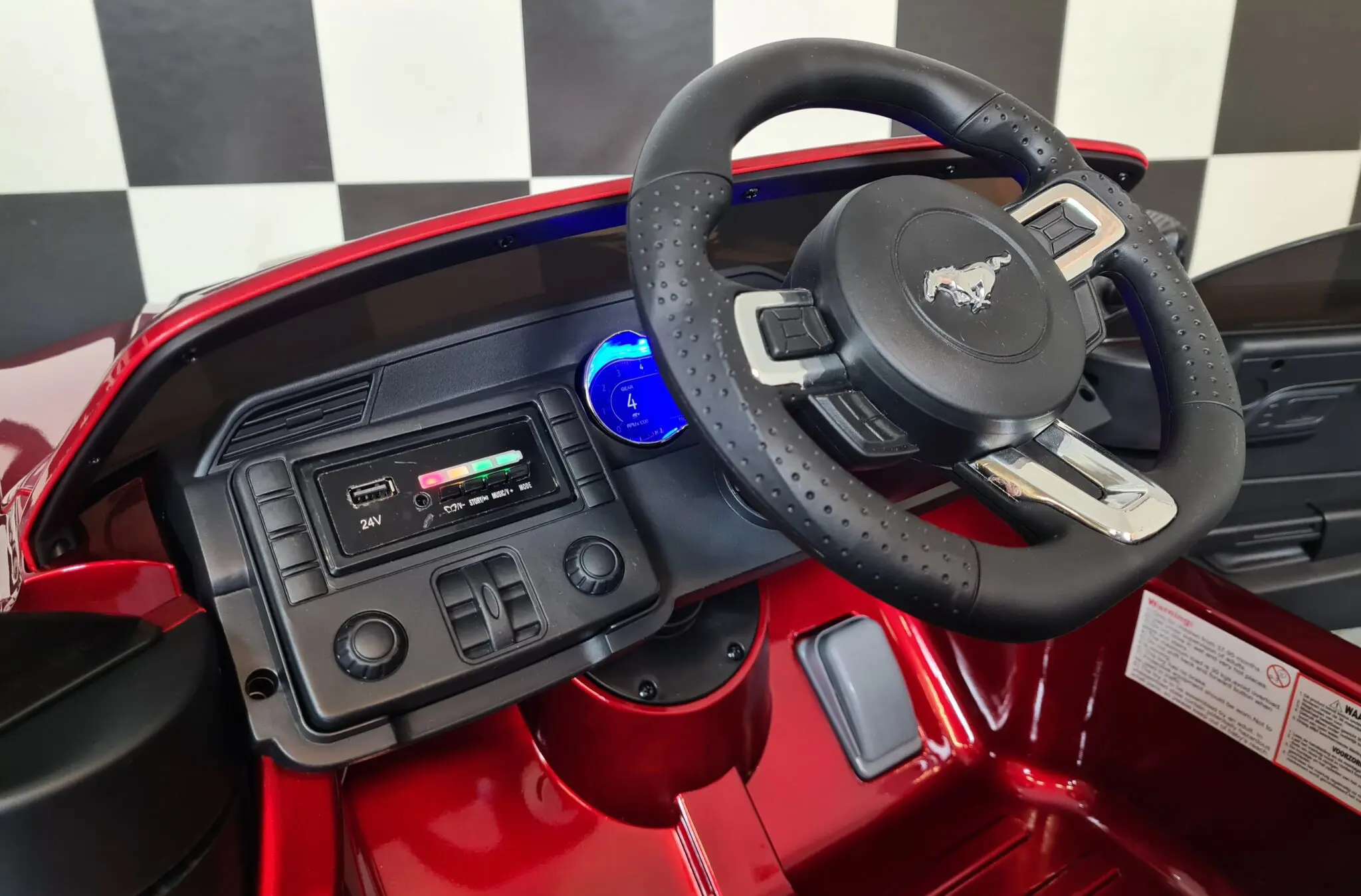 Mașină electrică Ford Mustang 24V, licență oficială – Drift & Telecomandă, roșu metalic premium [11]