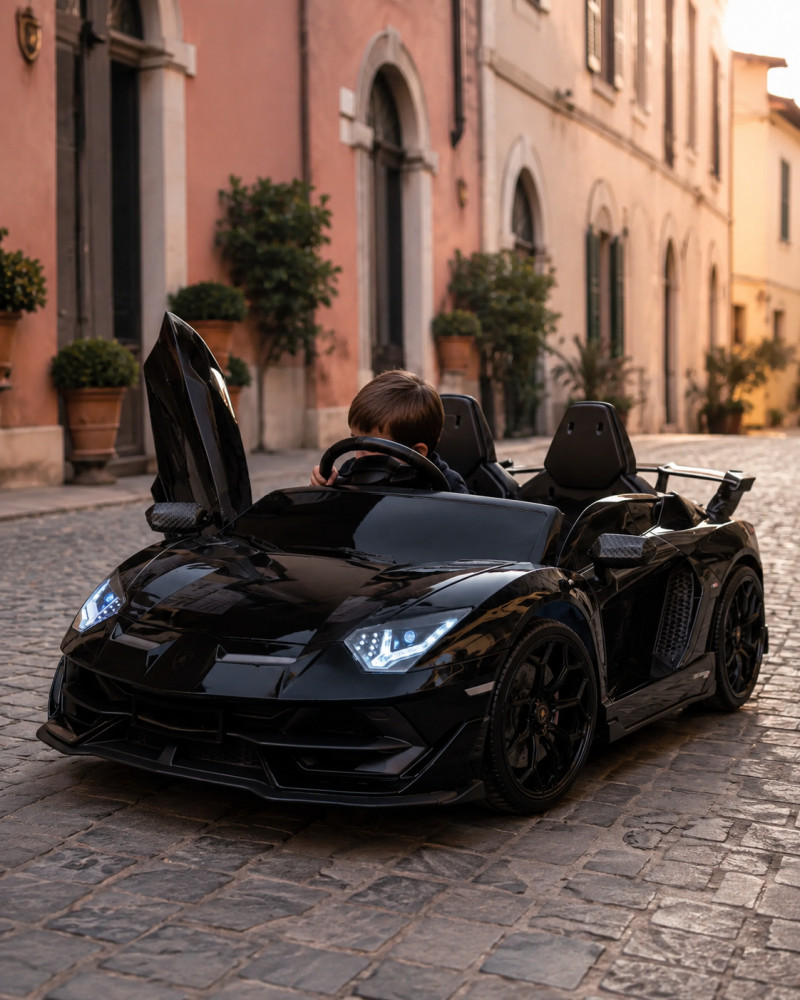 Mașină electrică Lamborghini Aventador SVJ 24V Negru, 2 Locuri, licență oficială – Drift, Uși Verticale, Telecomandă [2]