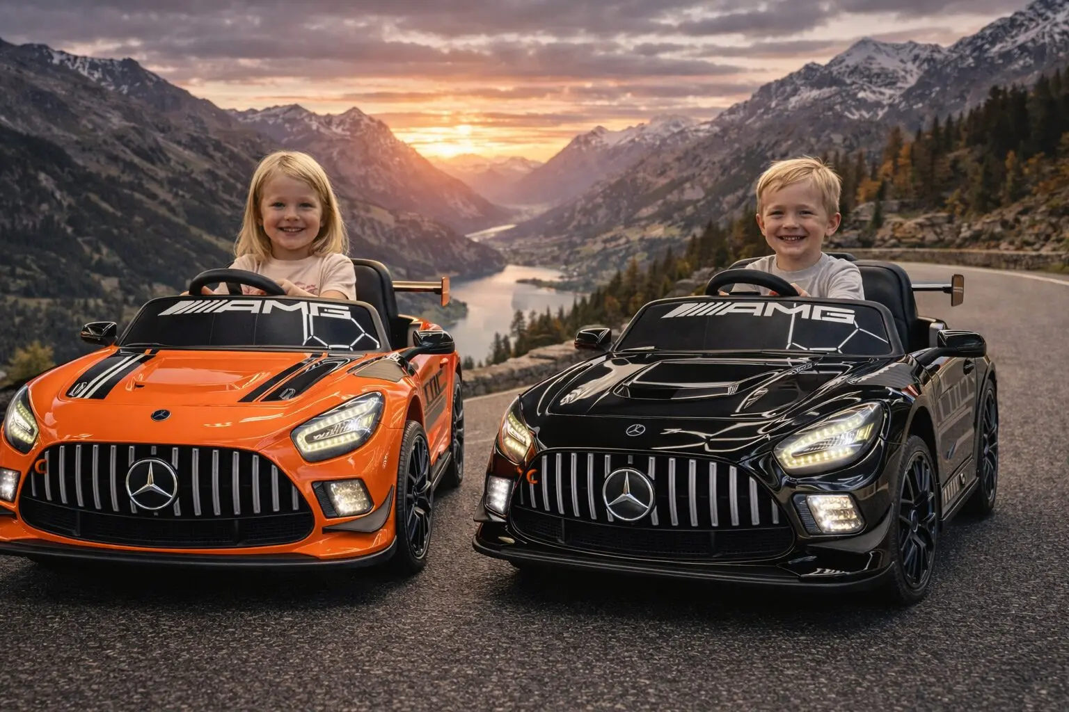 Mașină electrică Mercedes GT3 AMG 12V Portocaliu, Licență Oficială – Telecomandă 2.4G, Scaun Piele [11]