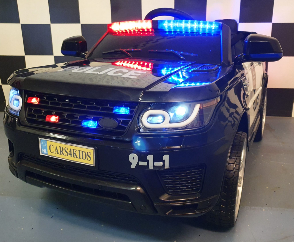 Mașină Electrică Poliție 12V pentru Copii, Negru – Telecomandă 2.4G, Girofar și Sirenă, Scaun Piele | 3-5 Ani [4]