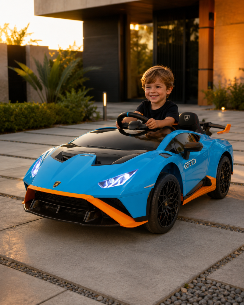 Mașinuță Electrică Copii Lamborghini Huracan STO 12V, Funcție Drift, Telecomandă 2.4G, Bluetooth, USB, Șa Piele, 3-5 ani [4]