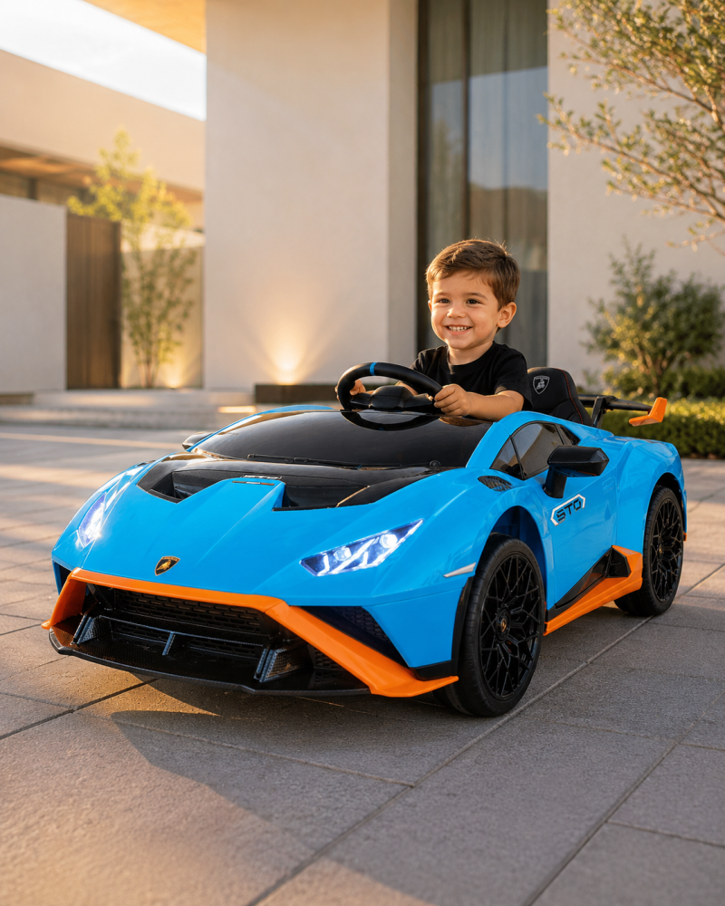 Mașinuță Electrică Copii Lamborghini Huracan STO 12V, Funcție Drift, Telecomandă 2.4G, Bluetooth, USB, Șa Piele, 3-5 ani [5]