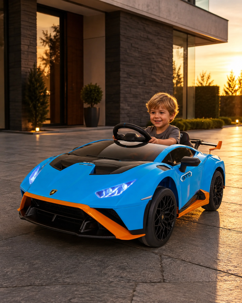 Mașinuță Electrică Copii Lamborghini Huracan STO 12V, Funcție Drift, Telecomandă 2.4G, Bluetooth, USB, Șa Piele, 3-5 ani [3]