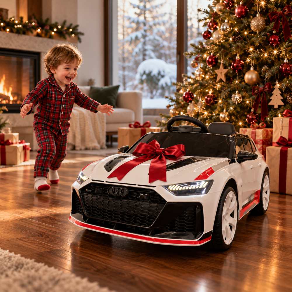 Mașinuță electrică pentru copii Audi RS6 Avant GT 12V Alb/Roșu 112x61x47cm – licență oficială Audi, telecomandă parentală și soft start [2]