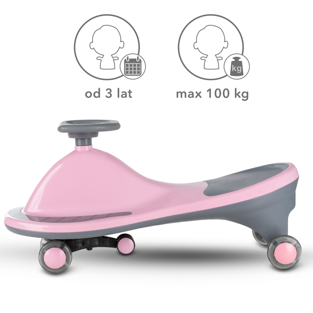 Mașinuță gravitațională Kidwell ROLLO Pink cu roți LED, 3+ ani, până la 100 kg [9]