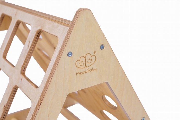 MeowBaby® Triunghi Pikler din lemn pentru catarare, Scara pentru copii Montessori, naturala [12]