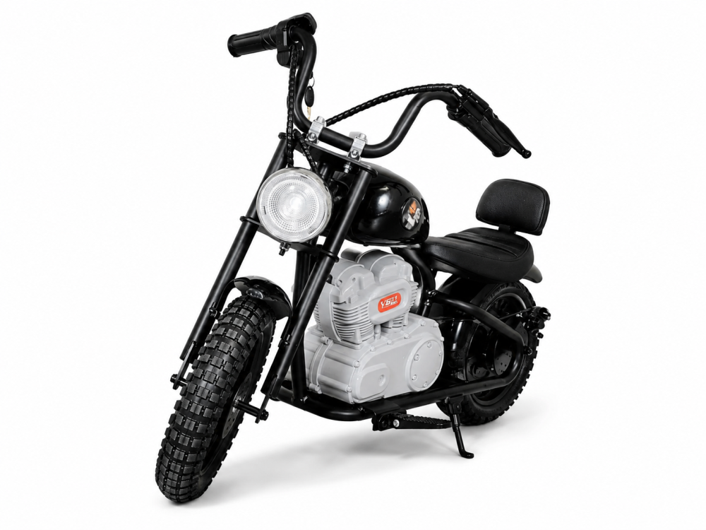 Motocicletă Chopper Electrică Copii Cars4Kids 24V 250W, 20km/h, Șa Piele, Roți Cauciuc, Lumini LED, 6+ ani [19]
