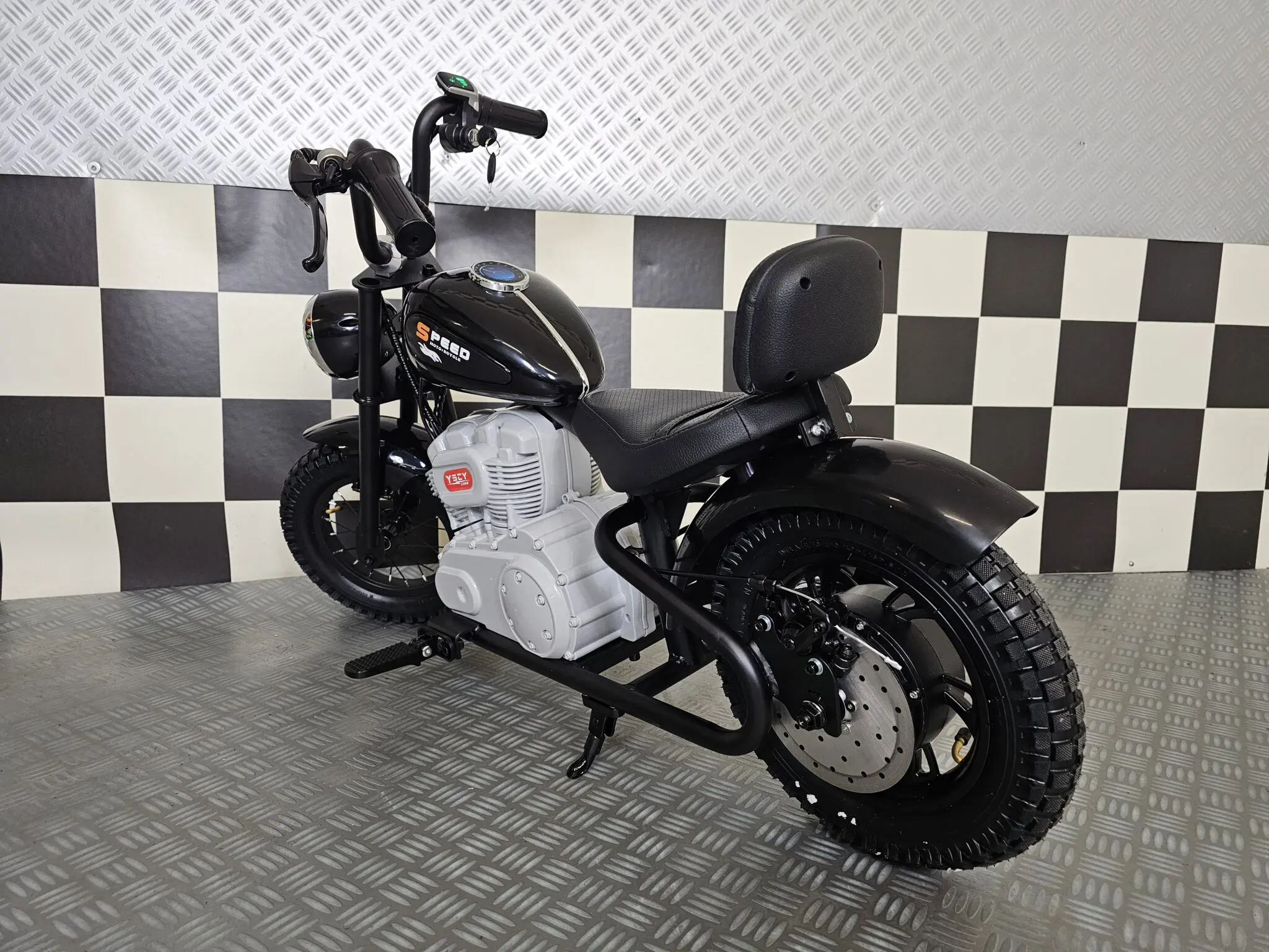 Motocicletă Chopper Electrică Copii Cars4Kids 24V 250W, 20km/h, Șa Piele, Roți Cauciuc, Lumini LED, 6+ ani [14]