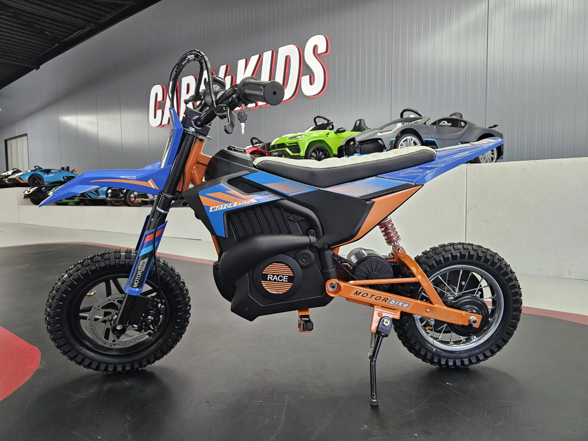 Motocicletă Electrică Cross pentru Copii X-Bike 24V Albastru – Motor 250W, 2 Viteze 14/22 km/h, Roți Pneumatice, Suspensii | 6-14 Ani, Max. 65 kg [3]