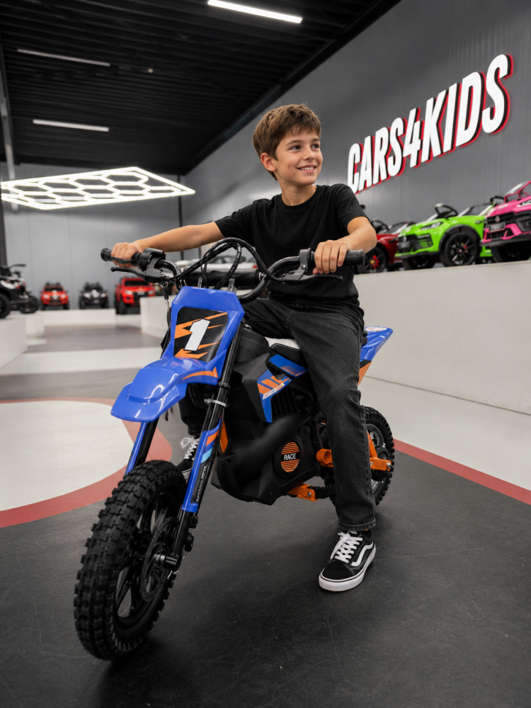 Motocicletă Electrică Cross pentru Copii X-Bike 24V Albastru – Motor 250W, 2 Viteze 14/22 km/h, Roți Pneumatice, Suspensii | 6-14 Ani, Max. 65 kg [2]