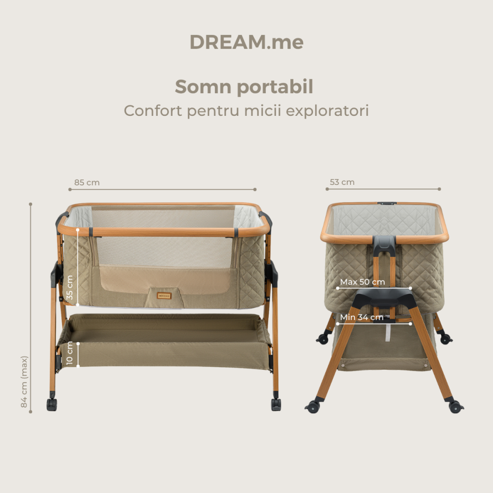 ONINO - Patut co-sleeper DREAM.me, Misty Taupe [9]