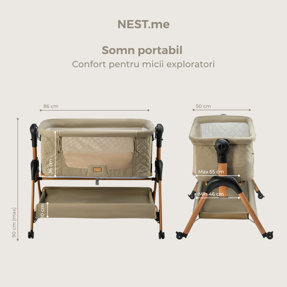 ONINO - Patut co-sleeper NEST.me, Misty Taupe [2]