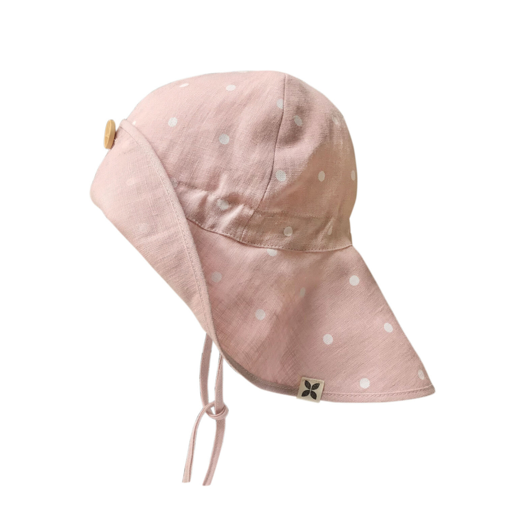 Palarie ajustabila din in organic Dusty Pink cu buline [1]