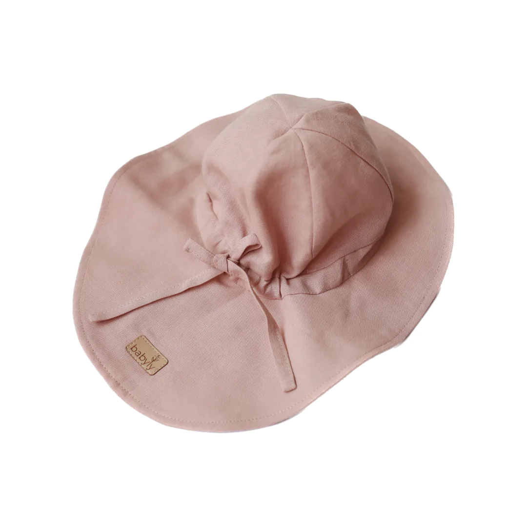 Pălărie de Soare din In BabyLy – Roz Pudrat, Protecție Completă Cap-Urechi-Ceafă, Reglabilă | 0-3 Ani, Handmade Polonia [2]