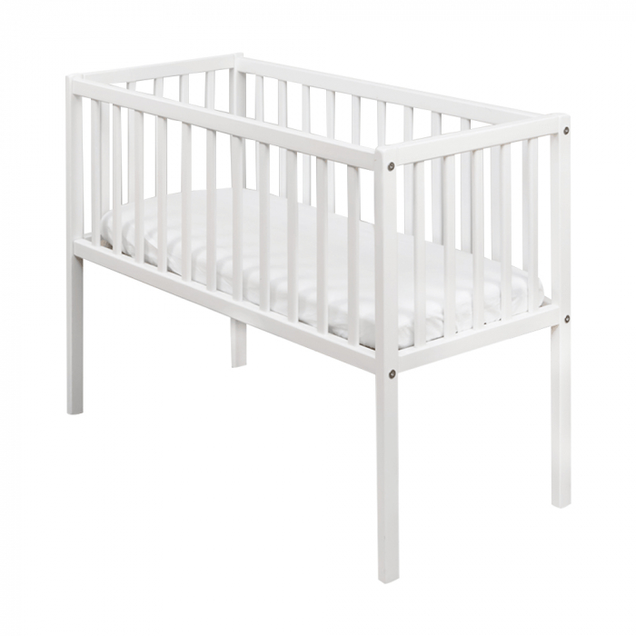 Patut mic, co-sleeping din lemn, Classic Alb 90 x 40 cm [3]