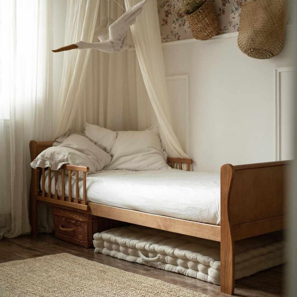 Pat pentru Copii Woodies Noble Junior Bed 160x80cm, Vintage, Stil Francez, Bariere de Protecție Incluse, 5 ani+ [6]