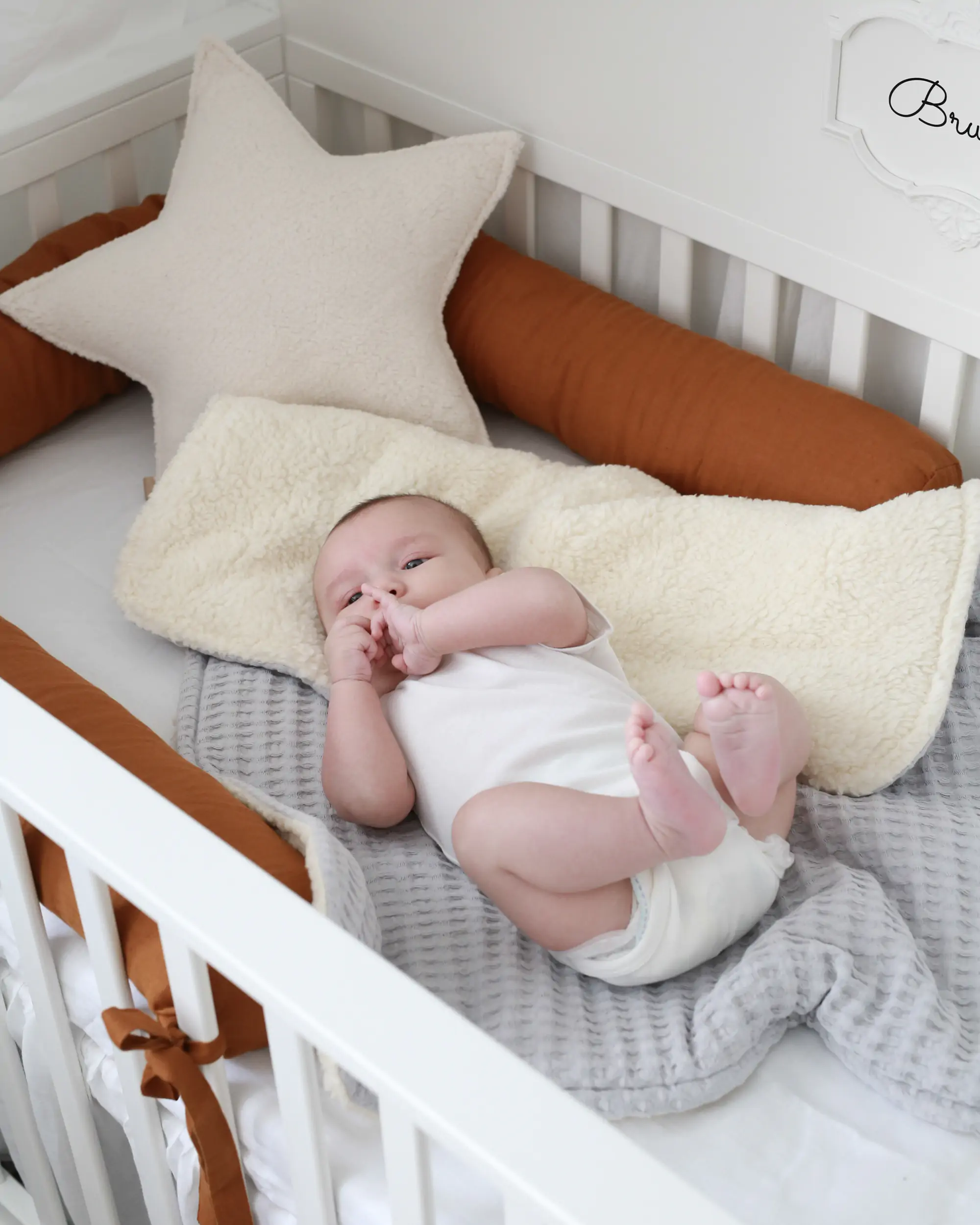 Paturica pentru copii, reversibila, dublat, bumbac waffle Gri deschis si tesatura bucle Crem, Teddy by BabyLy, 100x70cm [3]