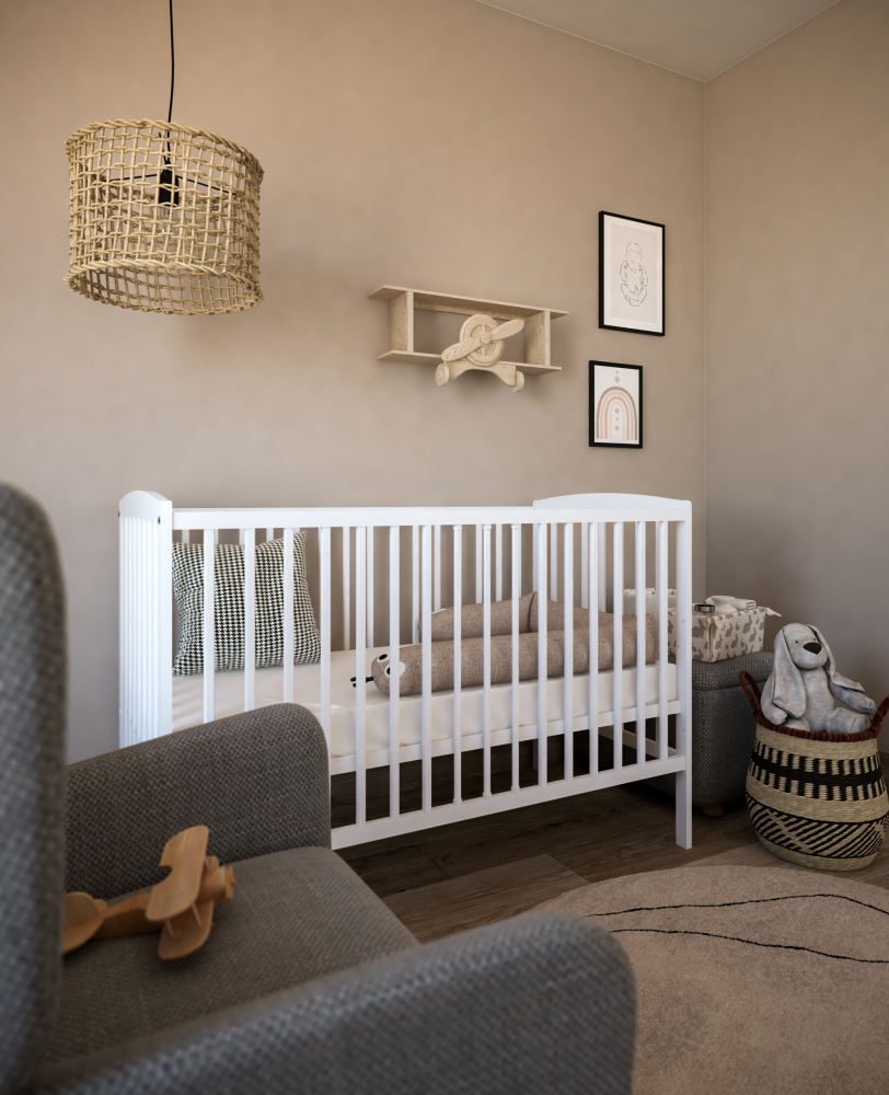 Pătuț 2 în 1 Pure alb 120x60 cm din Lemn, 3 niveluri somieră, Trepte detașabile + Barieră transformare [5]