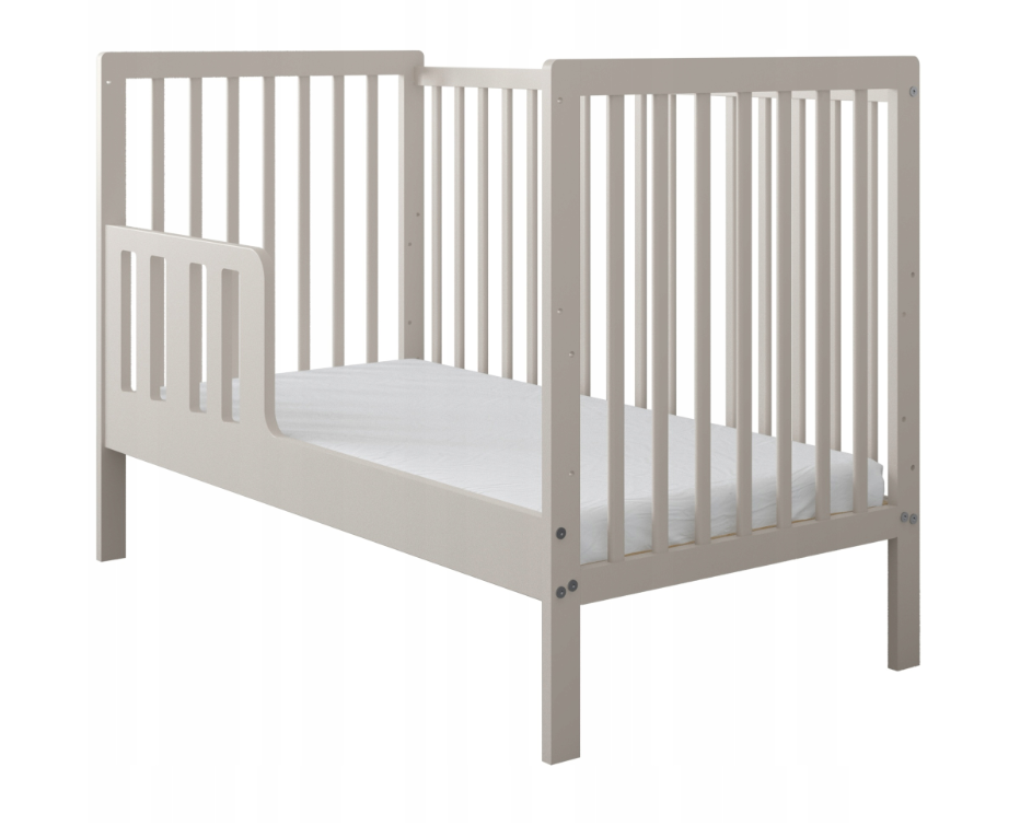 Pătuț 2 în 1 LUMI casmir 120x60 cm din Lemn, 3 niveluri somieră, Trepte detașabile + Barieră transformare [3]