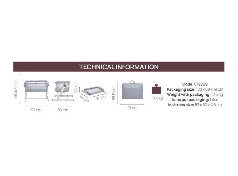 Patut atasabil Chicco Next2Me PopUp, Atmoshpere(Gri), 0luni+ [9]