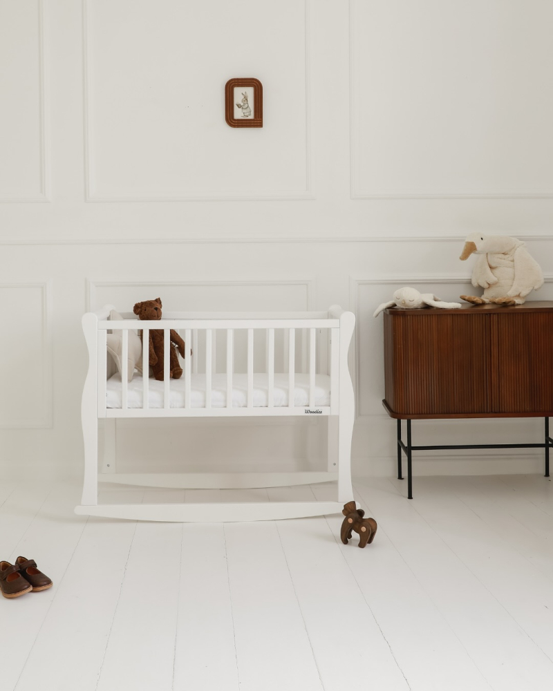 Patut balansoar, co-sleeping din lemn, Noble Alb 90 x 40 cm [3]