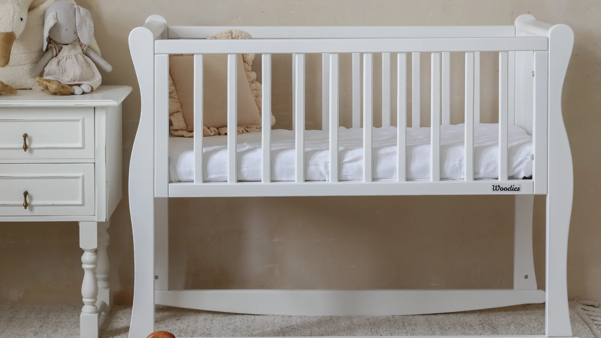 Patut balansoar, co-sleeping din lemn, Noble Alb 90 x 40 cm [5]