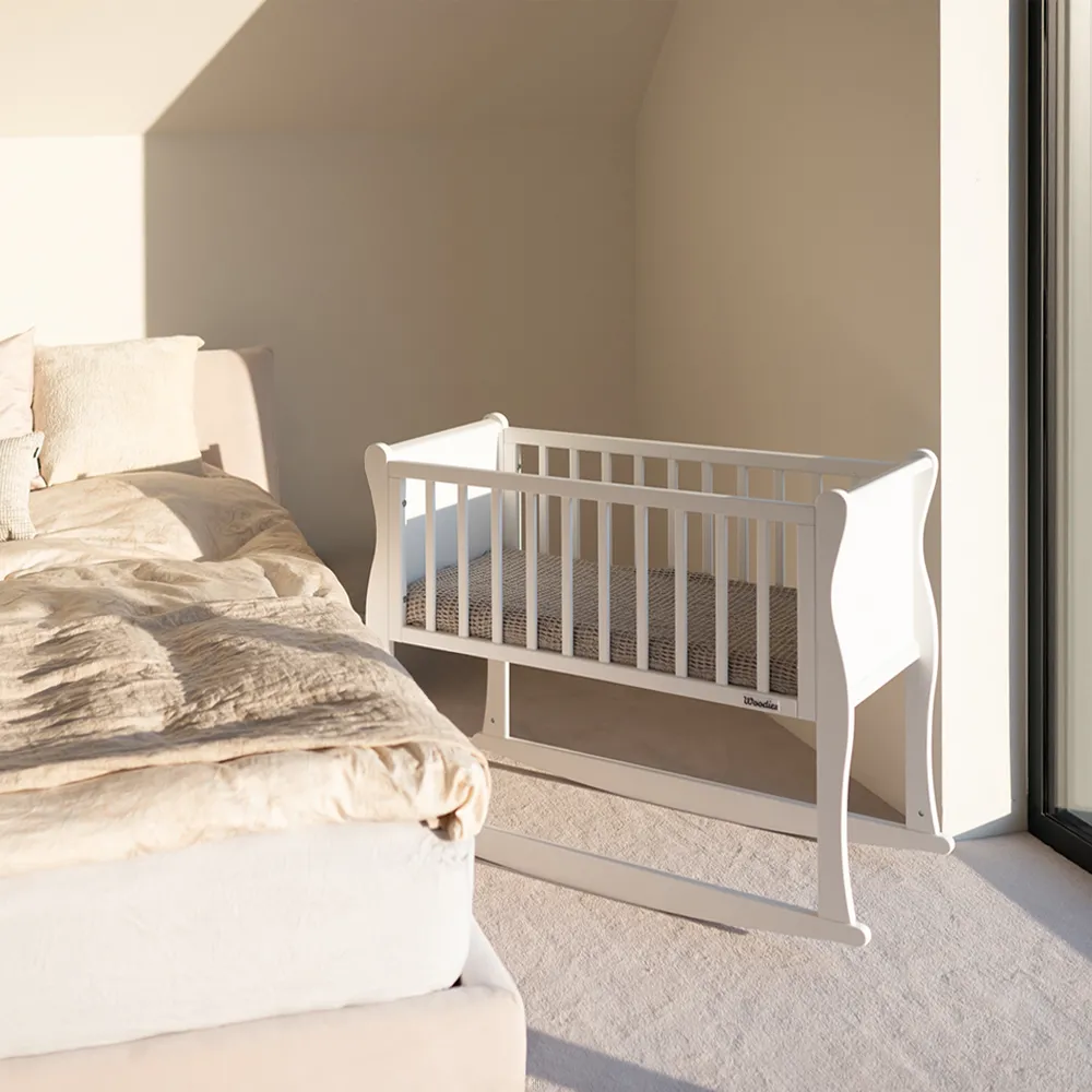 Patut balansoar, co-sleeping din lemn, Noble Alb 90 x 40 cm [4]
