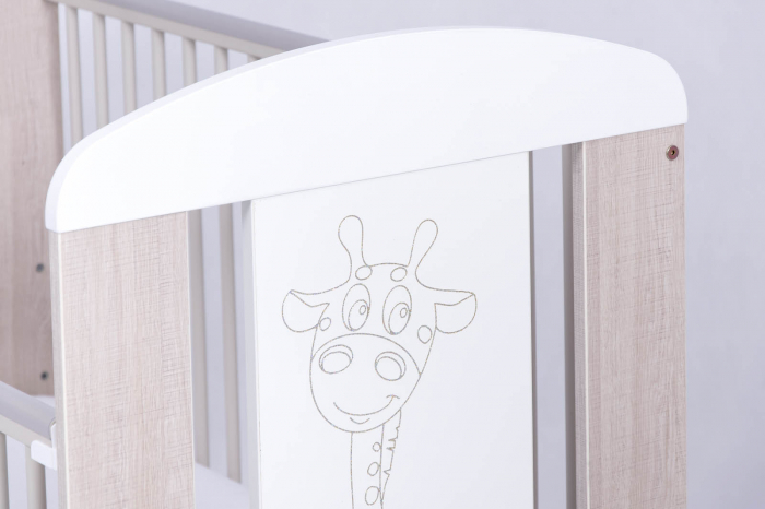 Patut bebe cu laterala culisabila si inaltime reglabila a saltelei, Giraffe Santana, 120x60 cm [10]
