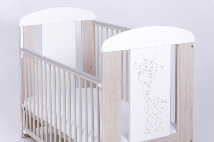 Patut bebe cu laterala culisabila si inaltime reglabila a saltelei, Giraffe Santana, 120x60 cm [7]