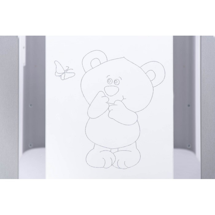 Patut bebe cu inaltime reglabila a saltelei, Ursulet si Fluturas, Argintiu, 120x60 cm [5]